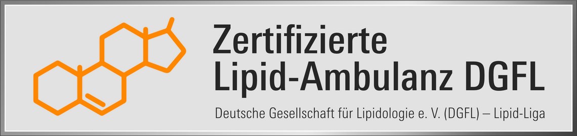 Zertifikat von der Deutschen Gesellschaft zur Bekämpfung von Fettstoffwechselstörungen und ihren Folgeerkrankungen DGFL (Lipid-Liga) e.V zur Lipid-Ambulanz
